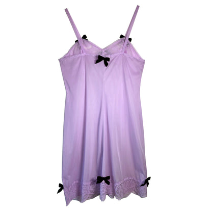 Lilac Slip Dress with Mini Black Velvet Bow by Odd Janko