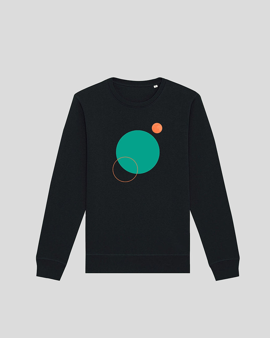 The Moon  Design Black Organic Sweatshirt By Basz Design