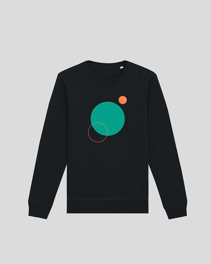 The Moon  Design Black Organic Sweatshirt By Basz Design