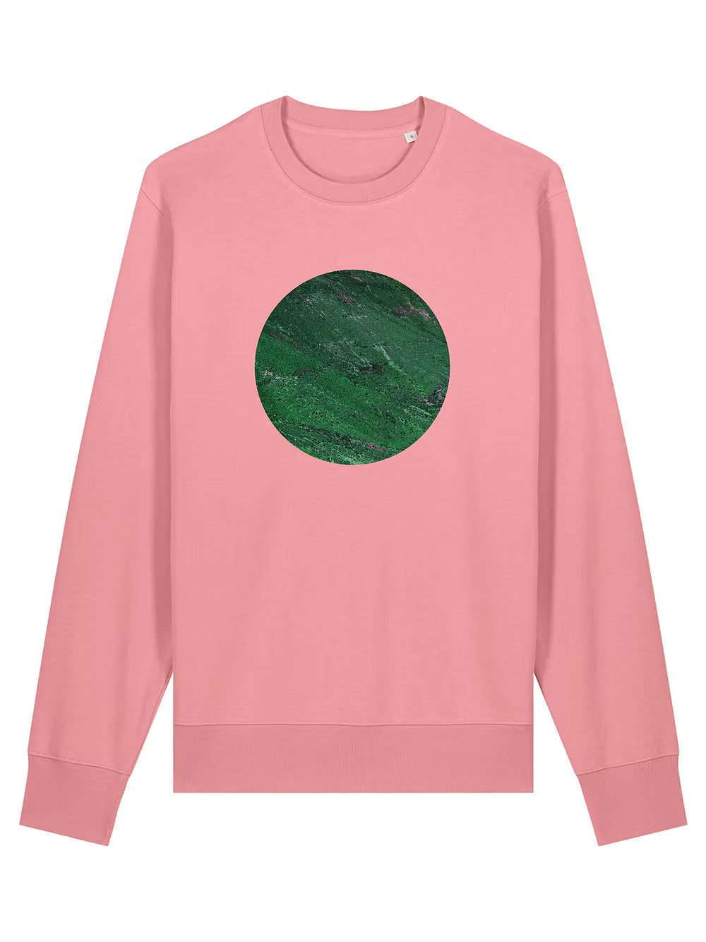 Mountain / pink and green organic sweatshirt with geometric art design by Basz