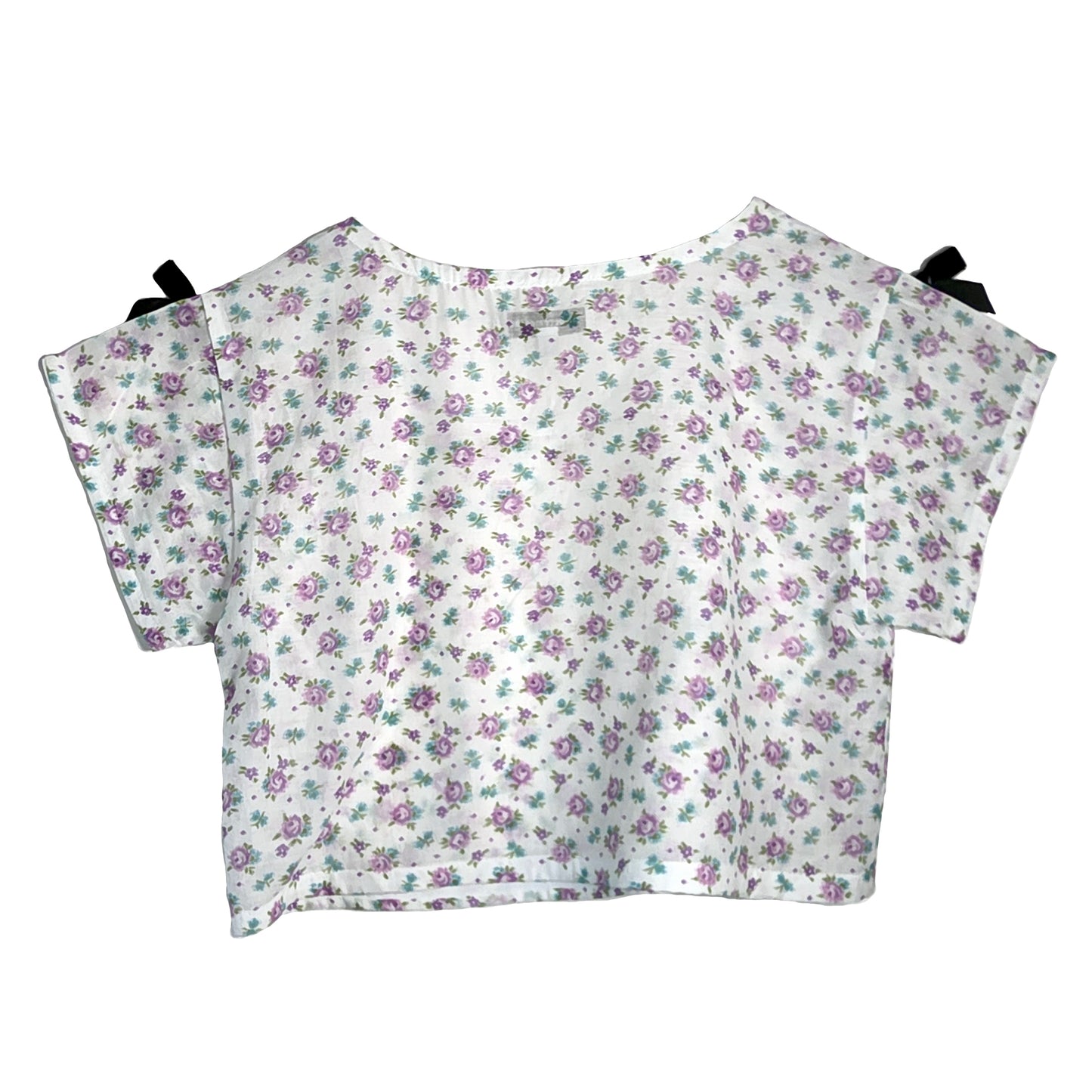 Odd Crop T-shirt in White and Lilac Florals  by Odd Janko