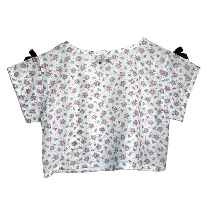 Odd Crop T-shirt in White and Lilac Florals  by Odd Janko