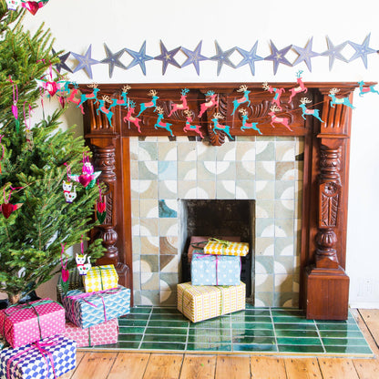 Bright Reindeer Sewn Garland By East End Press