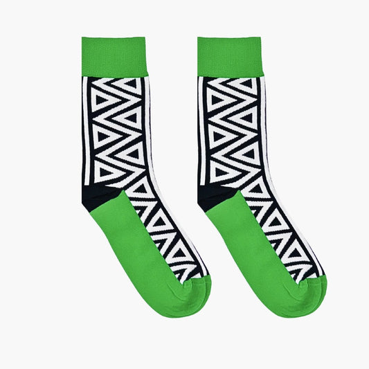 Triangles Green Socks by Afropop