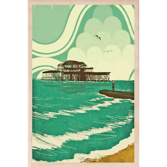 Brighton Pier Green Wood Postcard Uk by THE WOODEN POSTCARD COMPANY