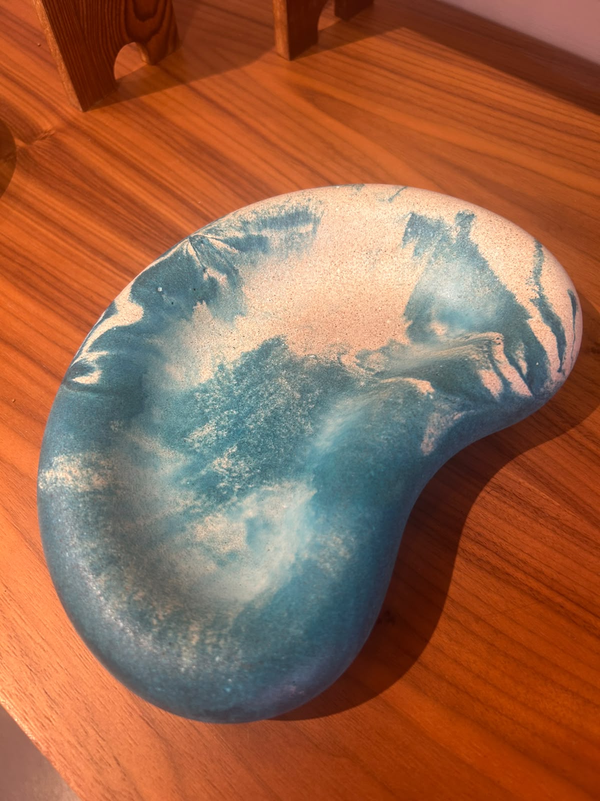 Bicolour turquoise / white concrete trinket dish by Onyx Studio
