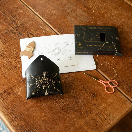 Diy Stitch Your Star Sign Kit - Black Vegan Leather Purse by chasing Threads