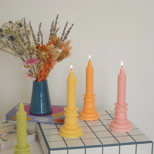 Pastel Minimalist Pillar soy wax Candle Decor by Kirrou