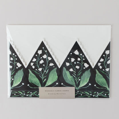 Botanical Party Hat Crown Card Lily of the Valley By Katie Housley