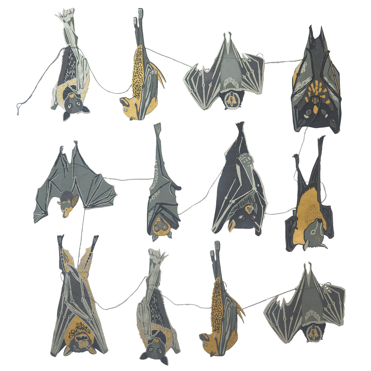 BATS Sewn Garland Decoration By East End Press
