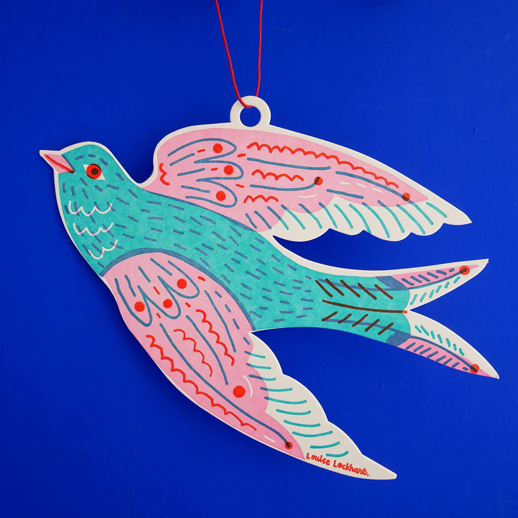 Letterpress Paper Cut Out Decoration - Swallow by Louise Lockhart