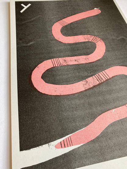 Cool Worm Risograph Print By Maxy Machen