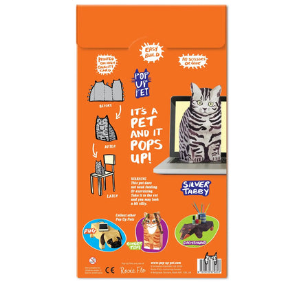 Pop Up Pet Silver Tabby – Paper Pet Gift