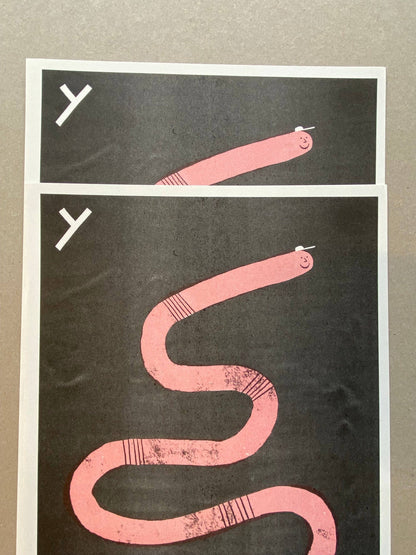Cool Worm Risograph Print By Maxy Machen
