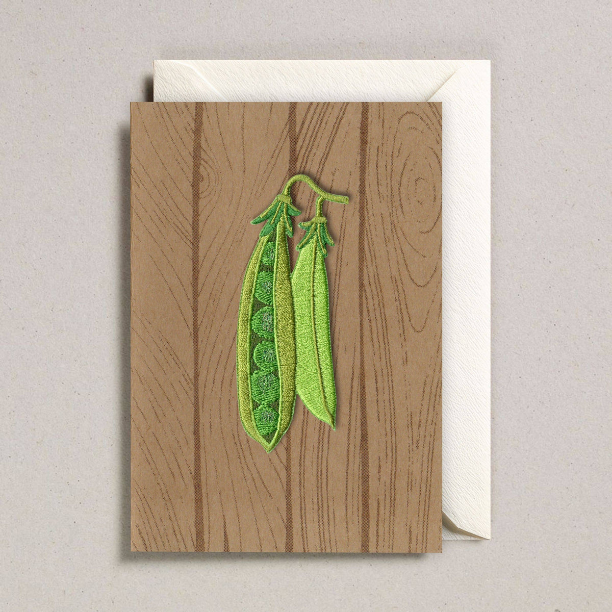 Embroidered Peapods Iron On Patch Greeting Card