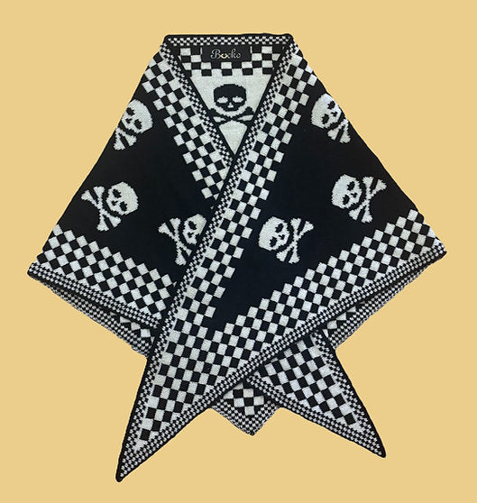 Black And White Skull Triangle Scarf by Bucko