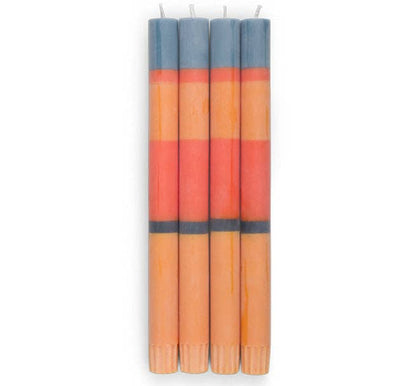 Striped Indigo, Orange, Saffron & Pompadour Candles