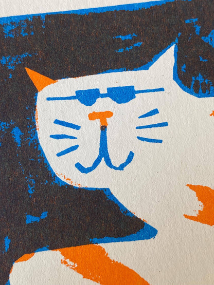 Cool Cat Riso Print By Maxy Machen
