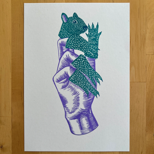 Squirrel Fingers Art Print by Strangford