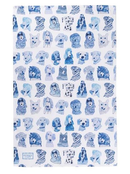 Blue Dogs, 100% Organic Cotton Tea Towel by ARTHOUSE