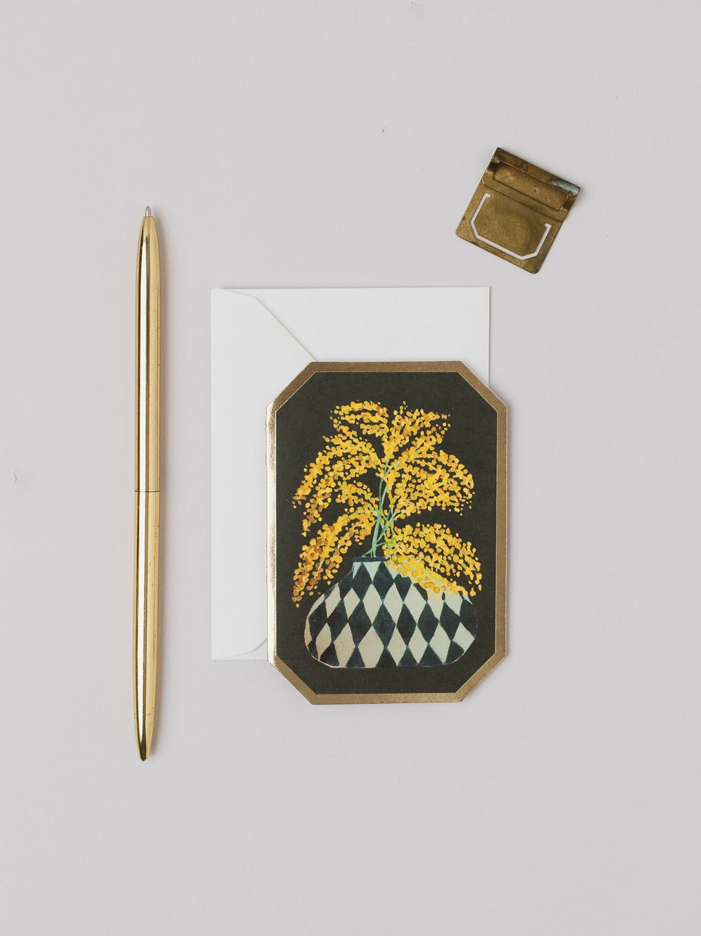 Mimosa Botanical Die Cut Floral Mini Card By Katie Housley