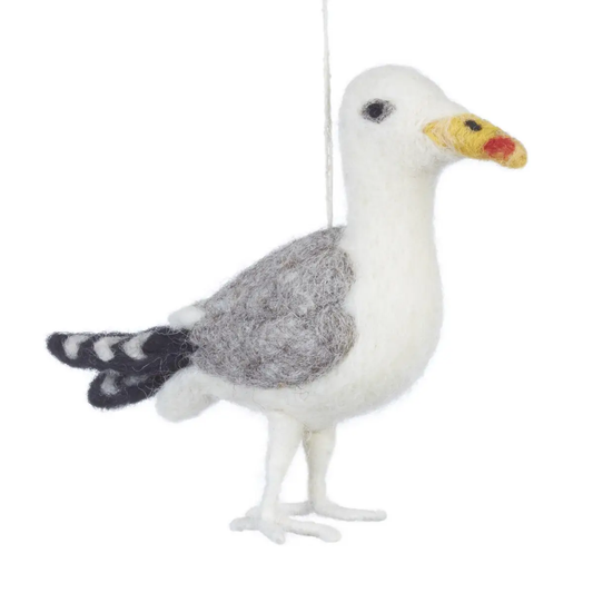 Handmade Sustainable Needle Felt Hanging Seagull Decoration by Felt So Good