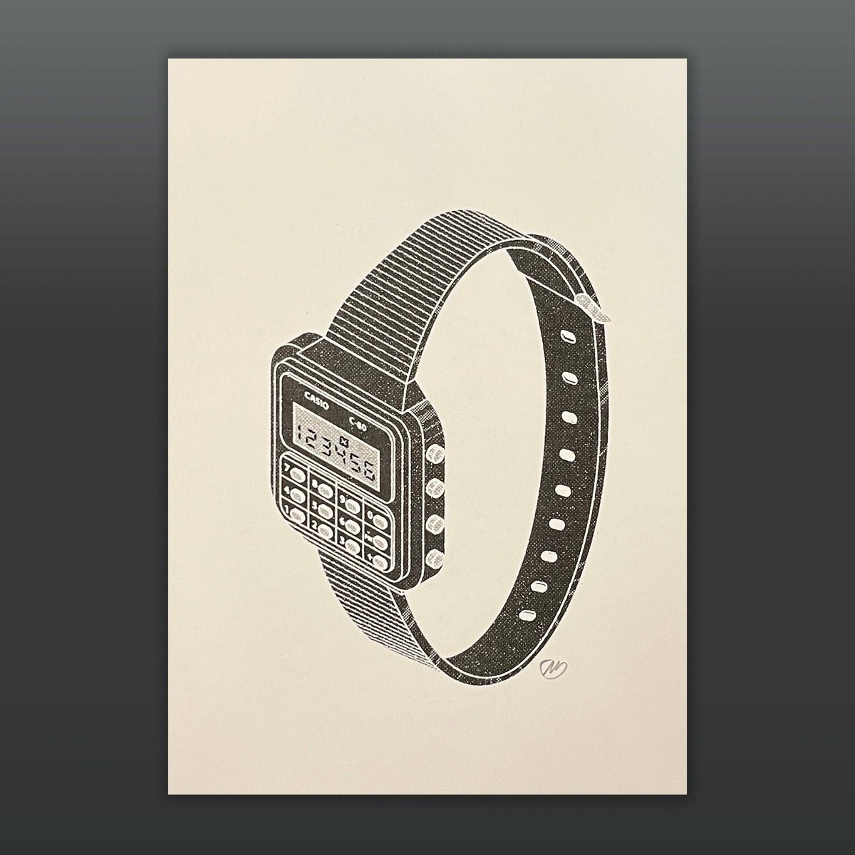 Casio C80 Calculator Watch – A5 Risograph Print By Mockup Goods