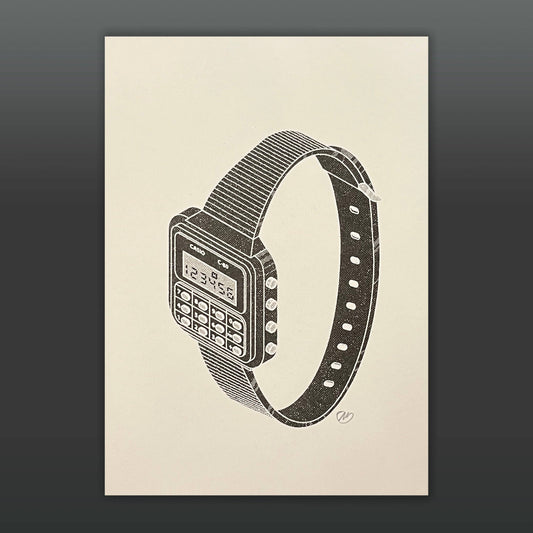 Casio C80 Calculator Watch – A5 Risograph Print By Mockup Goods