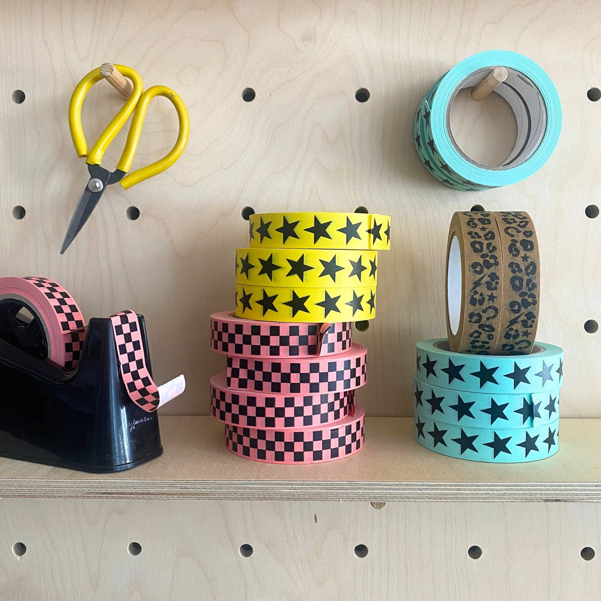 Paper Adhesive Tape with Yellow & Black Star Print By Petra Boase
