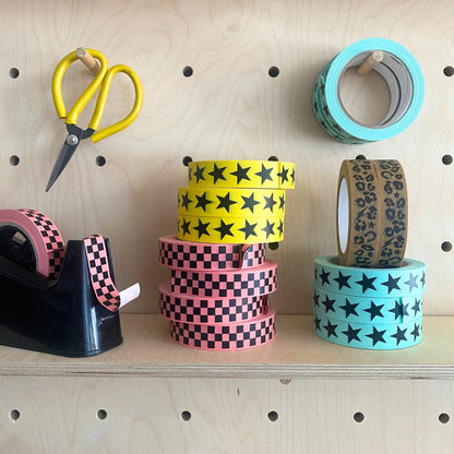 Paper Adhesive Tape with Turquoise & Black Star Print By Petra Boase