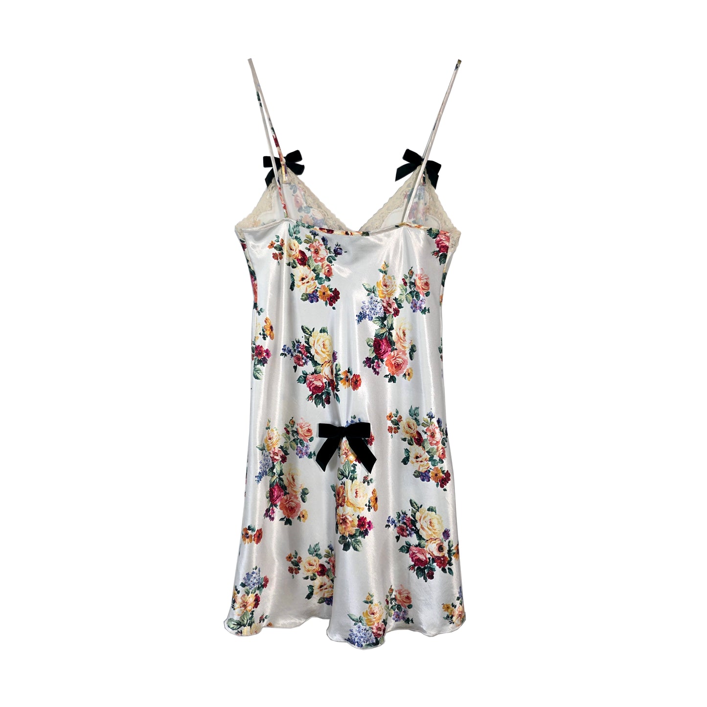 Rose Slip Dress with Mini Black Velvet Bow by Odd Janko