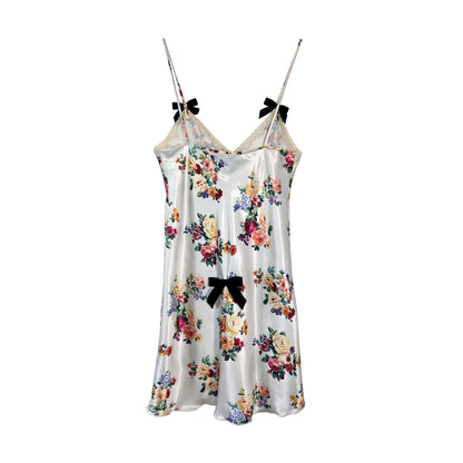 Rose Slip Dress with Mini Black Velvet Bow by Odd Janko