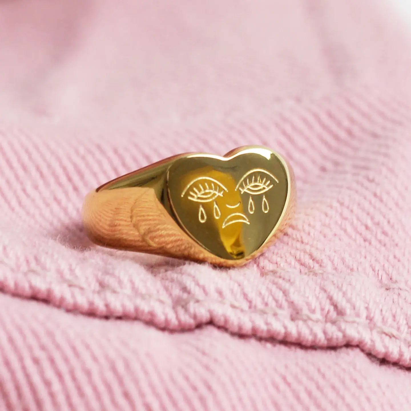 Crying Heart Signet Ring - Gold by Cousins Collective