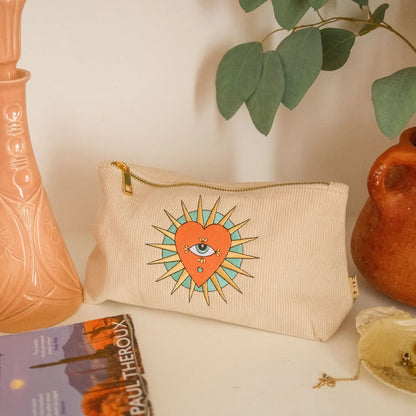 Medium Corduroy Pouch in Stone by CAI & JO
