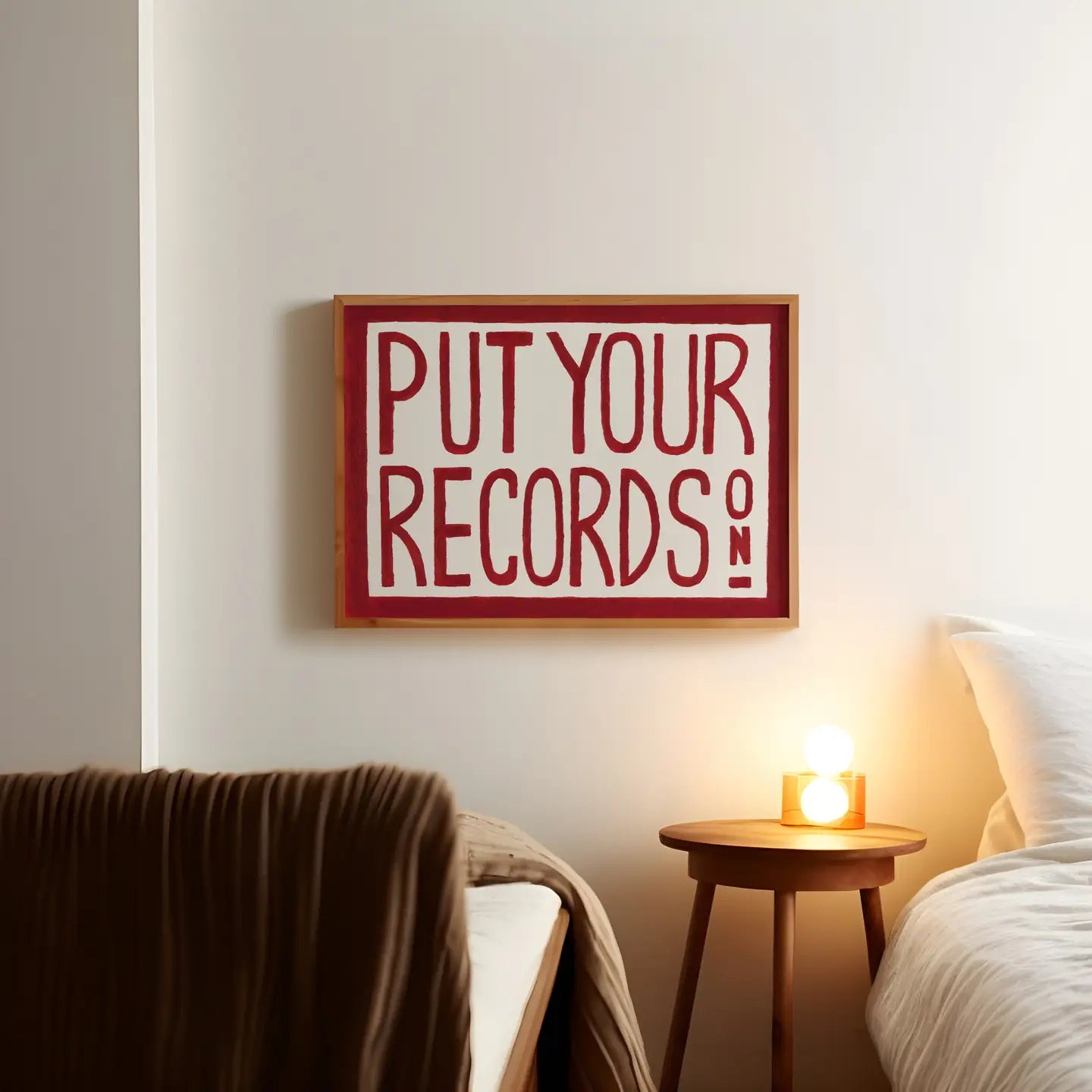 Put Your Records On Retro Hand Painted Print A3 by Lune Design