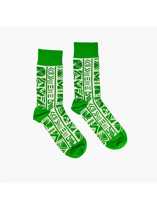 Bogolan Green Socks by Afropop