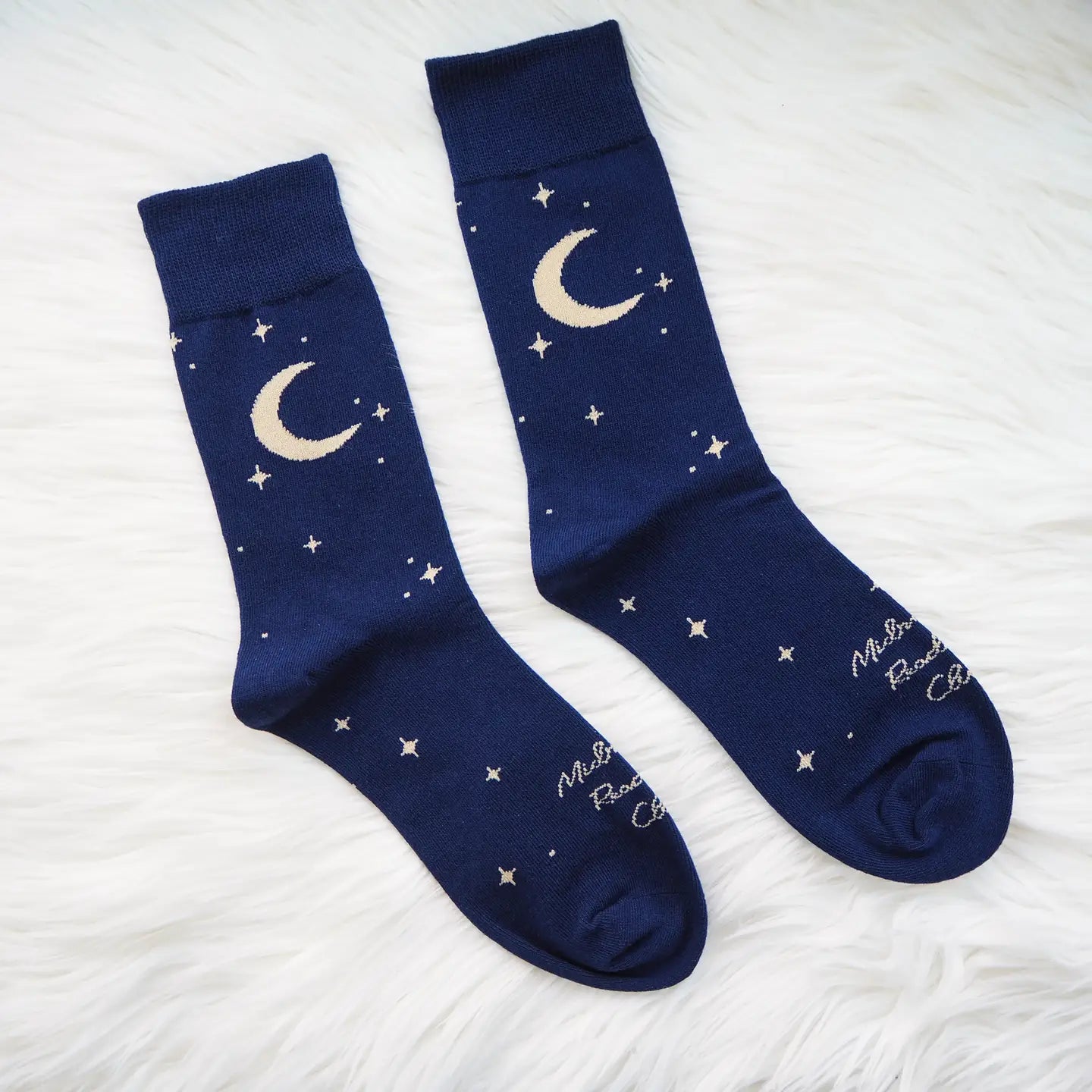 Book Lover Blue Cotton Socks Moon Star by Literary Emporium