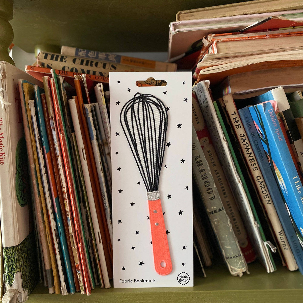 Embroidered Fabric Bookmark - Retro Whisk Design