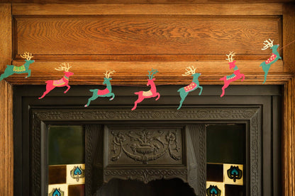 Bright Reindeer Sewn Garland By East End Press