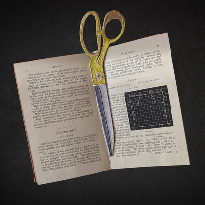 Embroidered Fabric Bookmark - Dressmaker Scissors Design