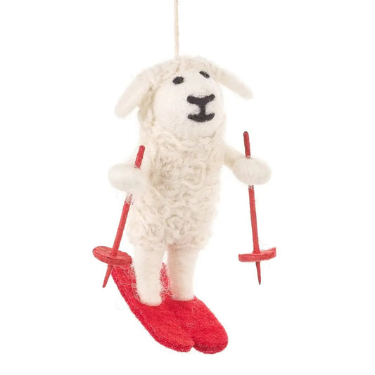 Skiing Sheep Biodegradable Hanging Decoration by Felt So Good