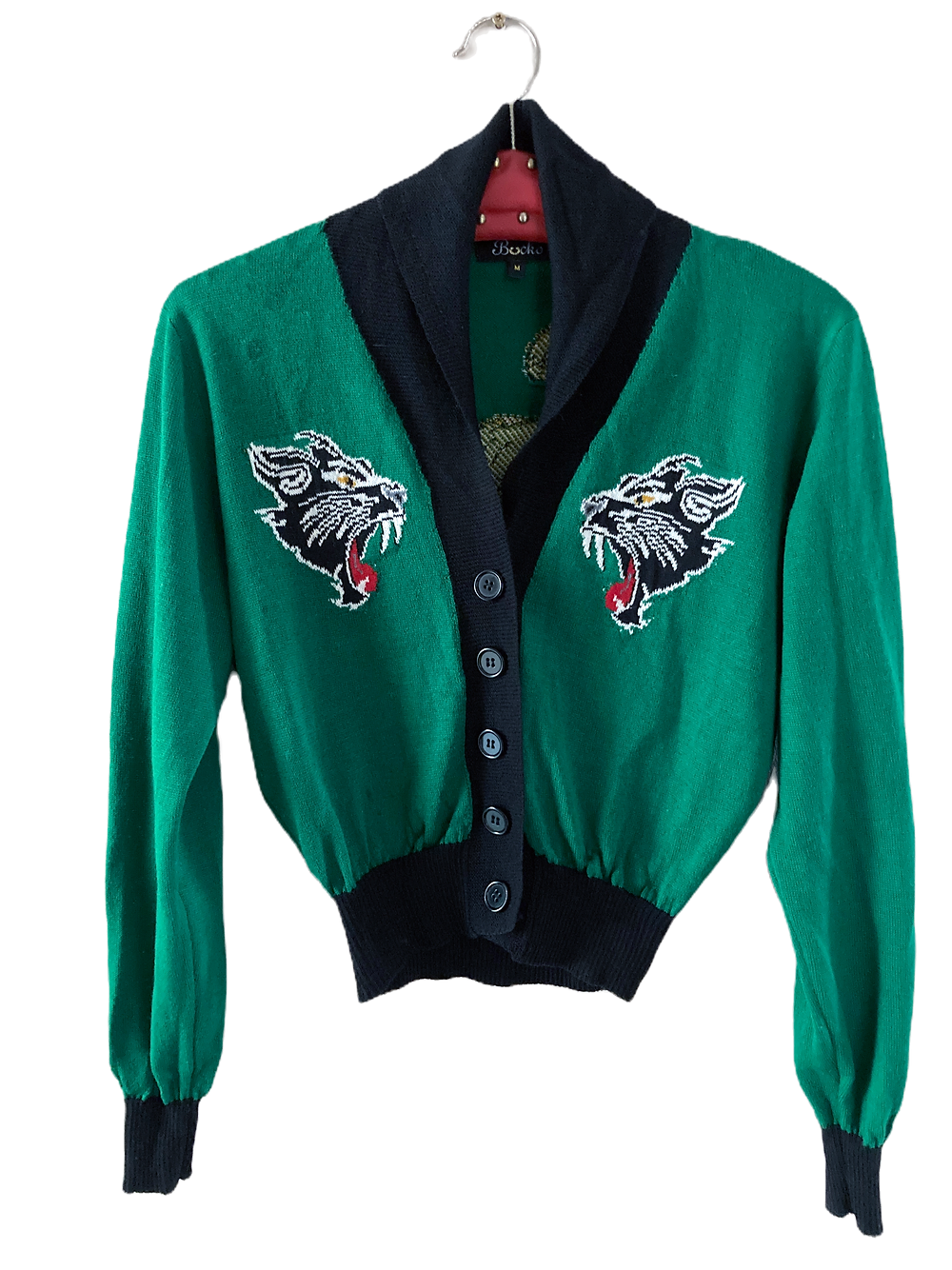 Panther Machine Knit Green Cardigan By Bucko