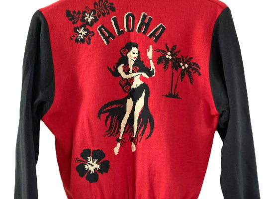 Aloha Red Machine Knit Cardigan By Bucko