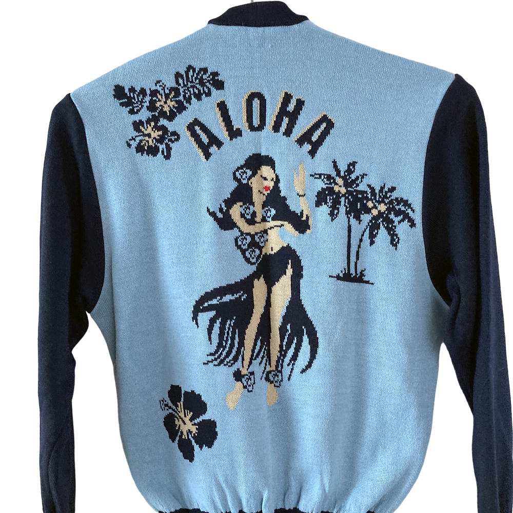 Aloha Blue Machine Knit Cardigan By Bucko