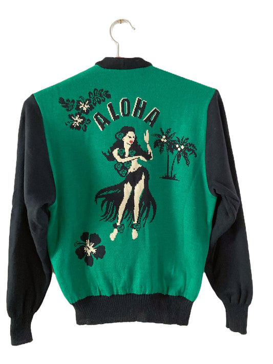 Aloha Green Machine Knit Cardigan By Bucko