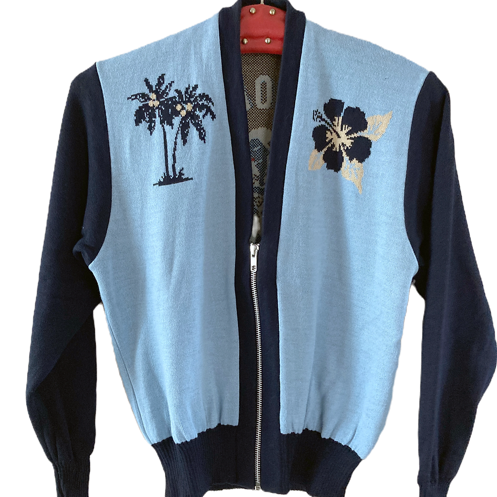 Aloha Blue Machine Knit Cardigan By Bucko