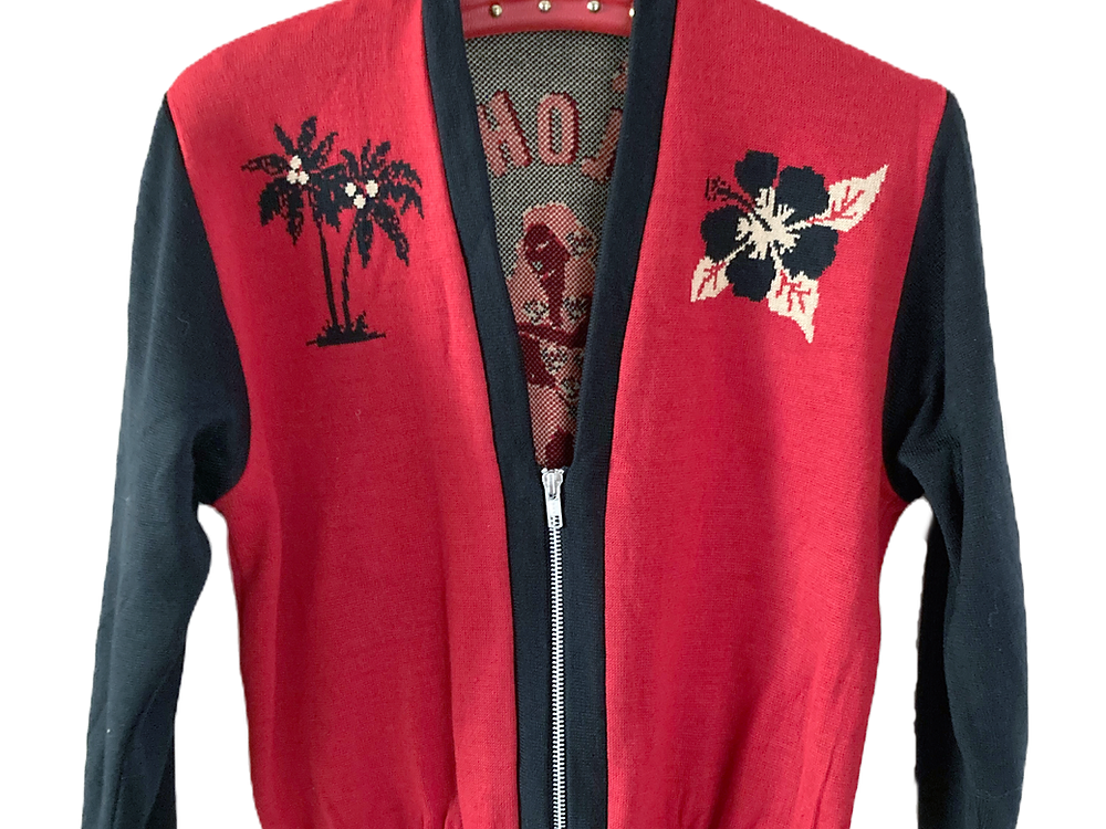 Aloha Red Machine Knit Cardigan By Bucko