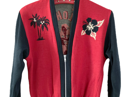 Aloha Red Machine Knit Cardigan By Bucko