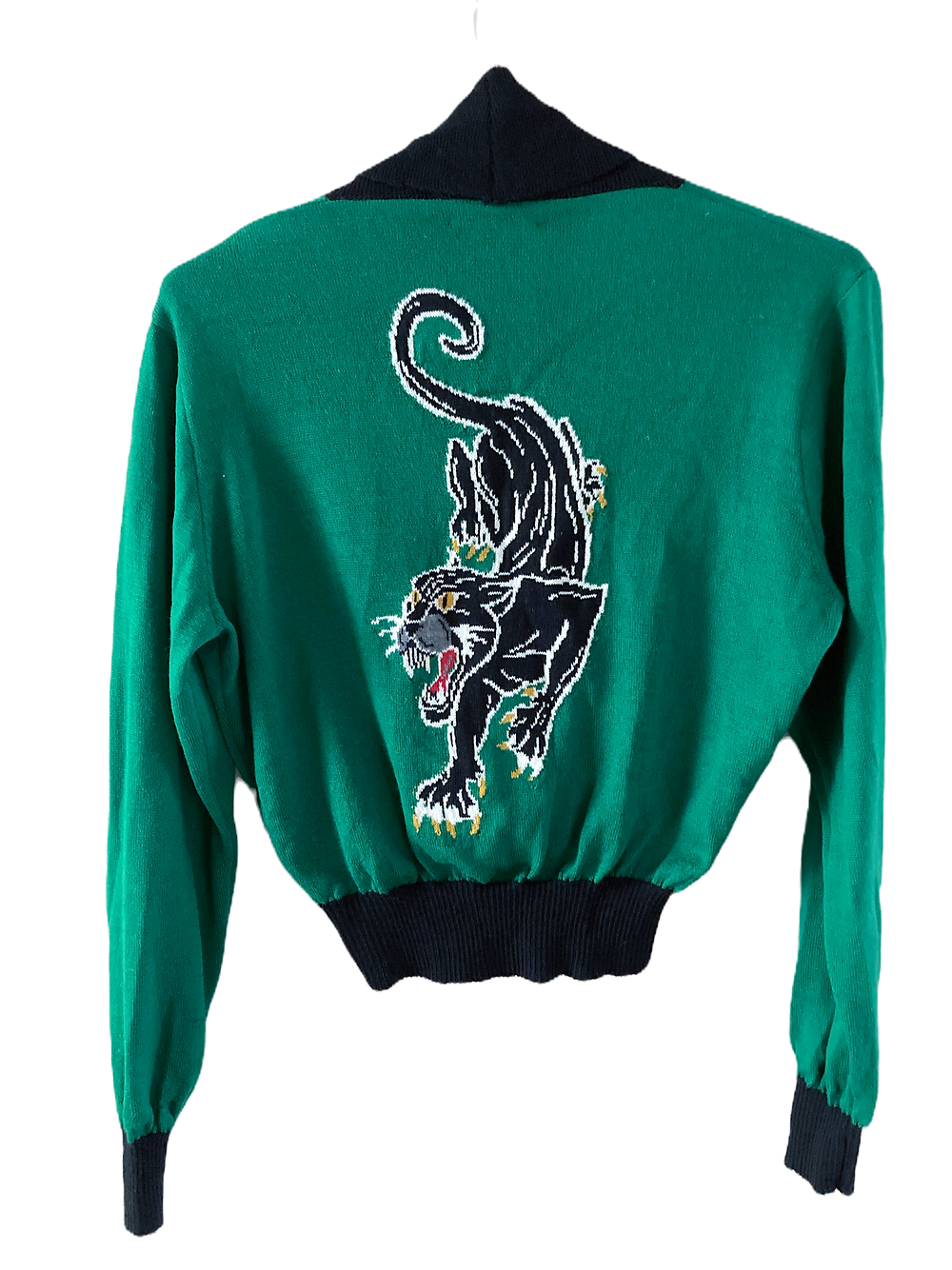 Panther Machine Knit Green Cardigan By Bucko