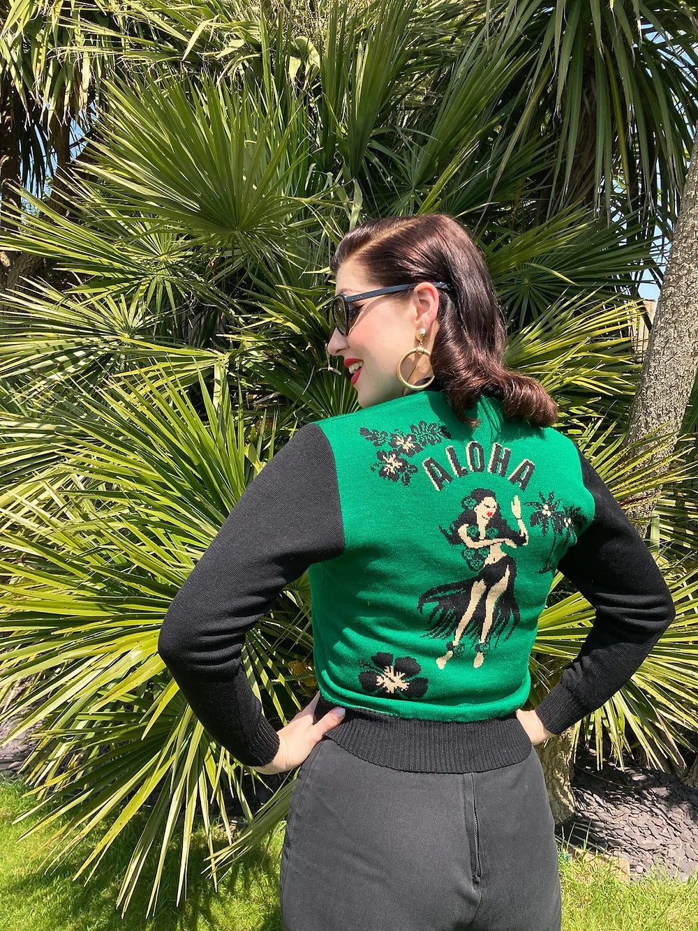 Aloha Green Machine Knit Cardigan By Bucko